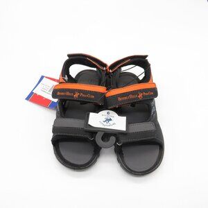 Beverly Hills Polo Club Boys Sport Sandals Size 9 Black & Orange Adjustable